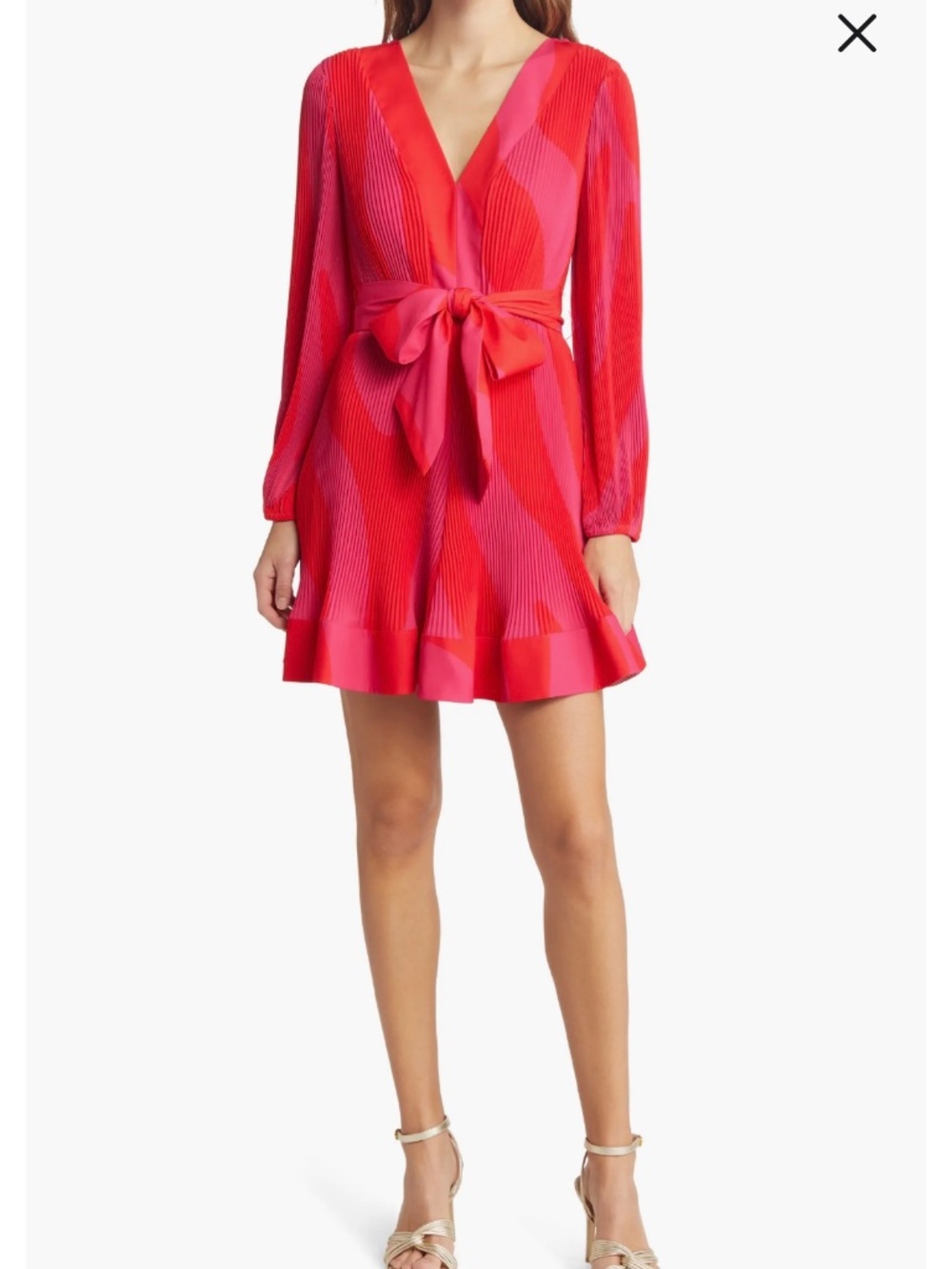 NWT Milly Liv Zebra V-Neck A-Line Pleated Pink Multi Dress Size 6